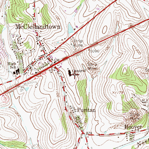 Topographic Map of German Central Elementary School, PA