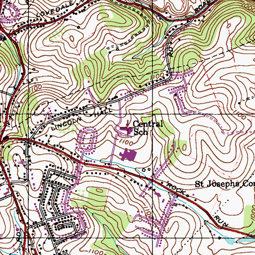 Topographic Map of Central Elementary School, PA