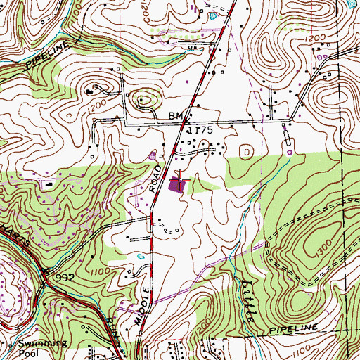 Topographic Map of Central Elementary School, PA