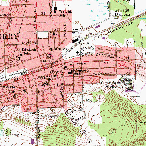Topographic Map of Concord Elementary School, PA