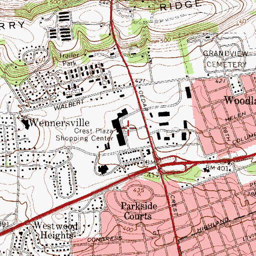 Topographic Map of Crest Plaza Shopping Center, PA