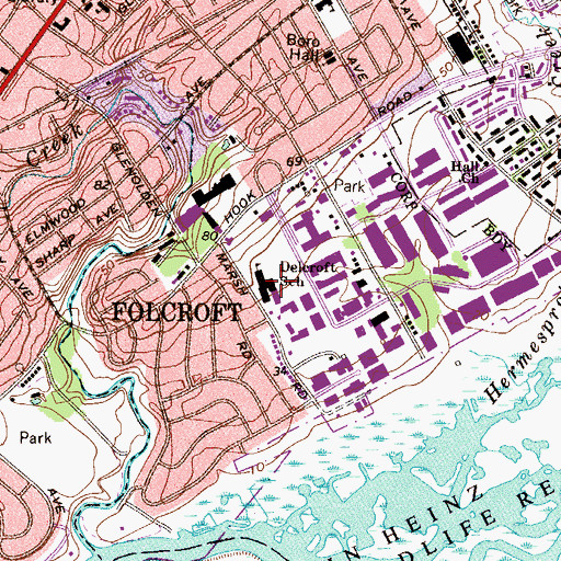 Topographic Map of Delcroft Elementary School, PA