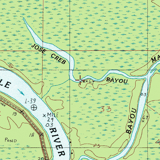 Topographic Map of Jose Creb Bayou, AL