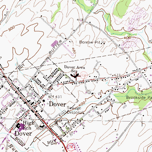 Topographic Map of Dover Area Elementary School, PA