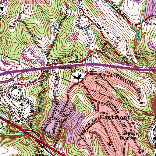 Topographic Map of East Mont Elementary School, PA