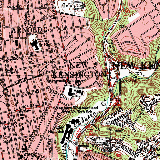 Topographic Map of Edgewood Elementary School, PA