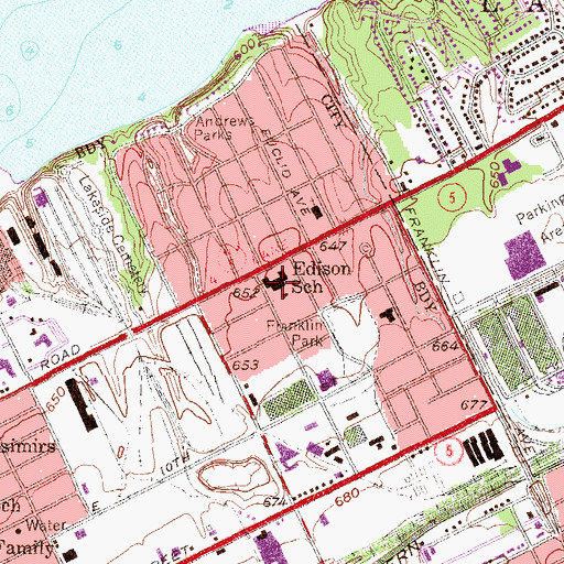Topographic Map of Edison Elementary School, PA