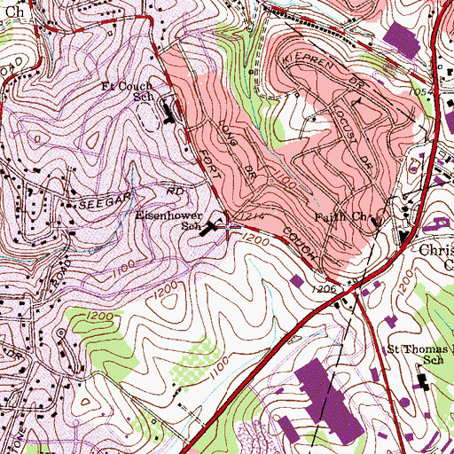Topographic Map of Eisenhower Elementary School, PA