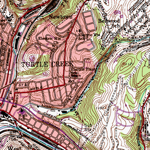 Topographic Map of Electric Plant Elementary School, PA