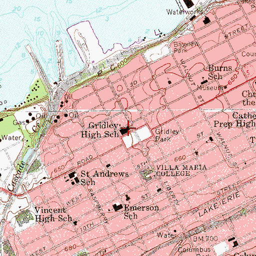 Topographic Map of Emerson - Gridley Elementary School, PA