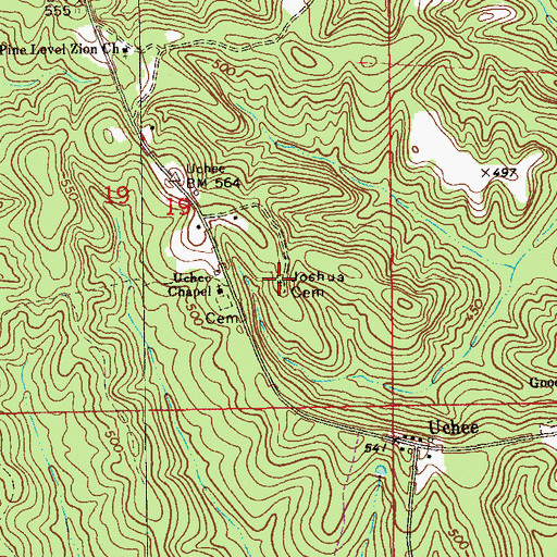 Topographic Map of Joshua Cemetery, AL