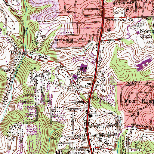 Topographic Map of Espe Elementary School, PA