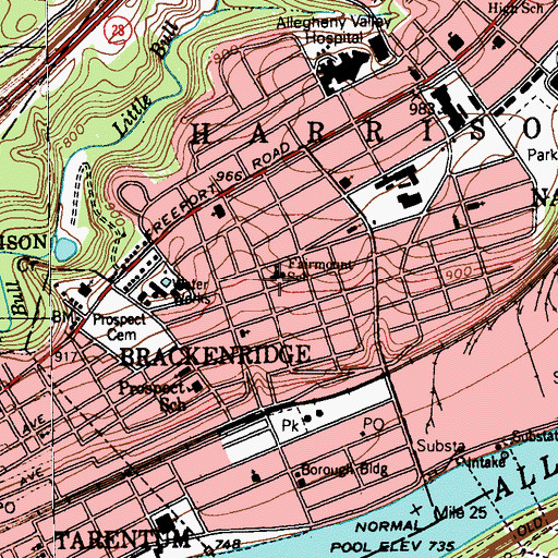 Topographic Map of Fairmount Elementary School, PA