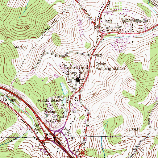 Topographic Map of Fallowfield Elementary School, PA