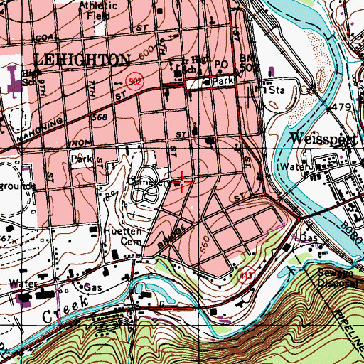 Topographic Map of First Ward Elementary School, PA