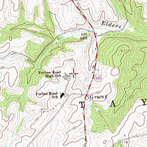 Topographic Map of Forbes Road Junior-Senior High School, PA