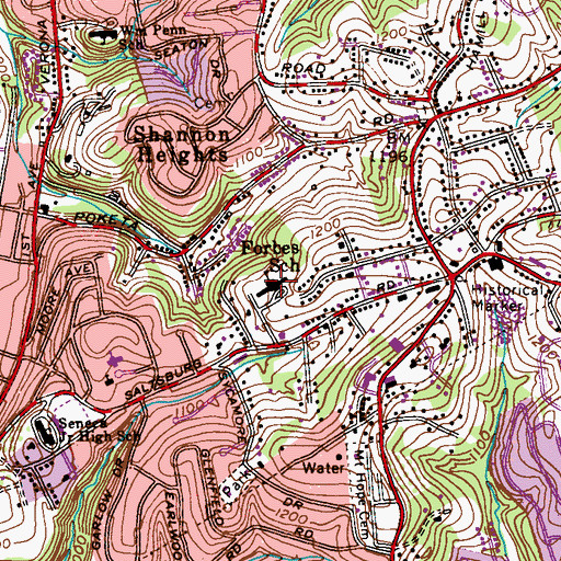 Topographic Map of Forbes Elementary School, PA