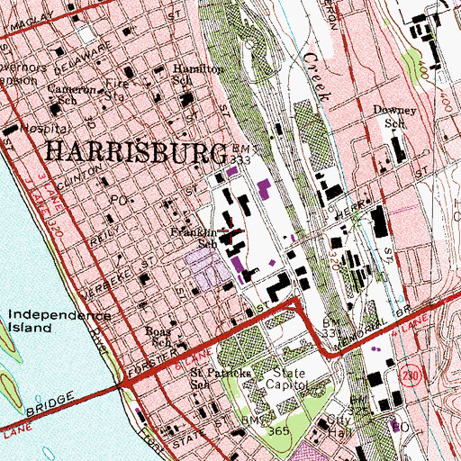 Topographic Map of Benjamin Franklin Elementary School, PA