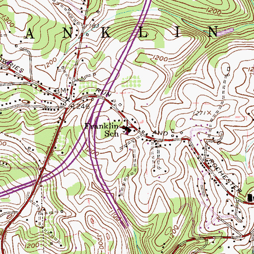 Topographic Map of Franklin Elementary School, PA