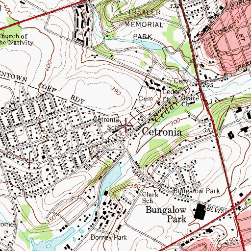 Topographic Map of Cetronia Elementary School, PA