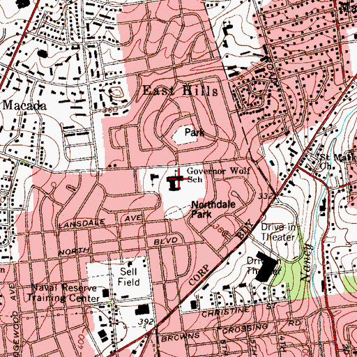 Topographic Map of Governor Wolf Elementary School, PA