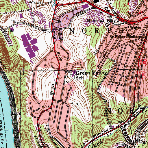Topographic Map of Green Valley Elementary School, PA