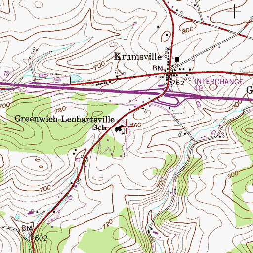 Topographic Map of Greenwich-Lenhartsville Elementary School, PA
