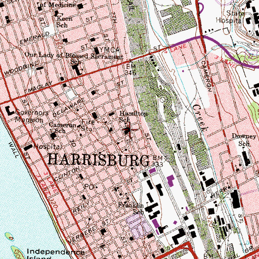 Topographic Map of Hamilton Elementary School, PA