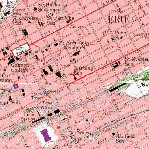 Topographic Map of Pfeiffer - Burleigh Elementary School, PA