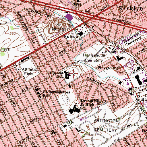 Topographic Map of Hillcrest Elementary School, PA