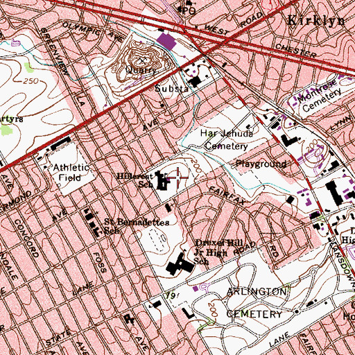 Topographic Map of Hillcrest Elementary School, PA