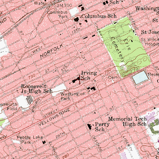 Topographic Map of Irving Elementary School, PA