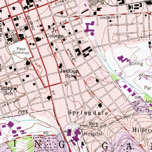 Topographic Map of Jackson Elementary School, PA