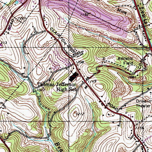 Topographic Map of Thomas Jefferson High School, PA