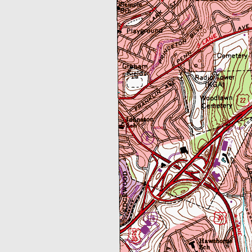 Topographic Map of Johnston Elementary School, PA