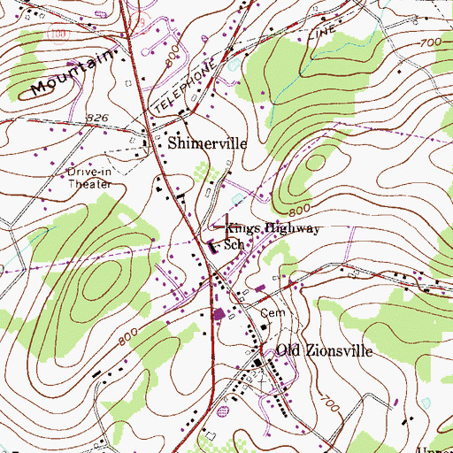Topographic Map of Kings Highway Elementary School, PA