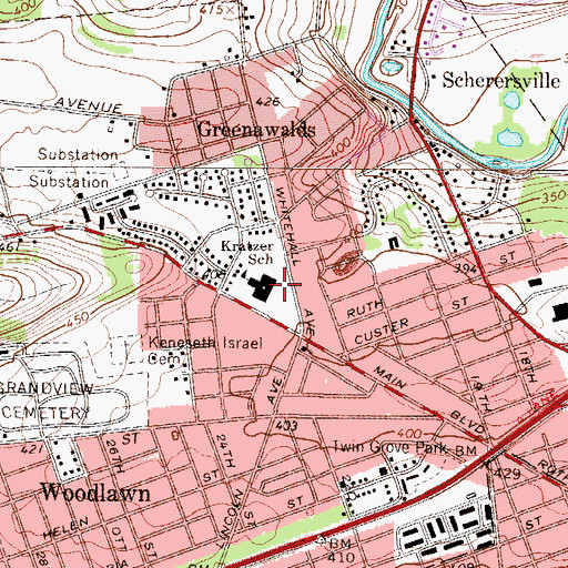 Topographic Map of Kratzer Elementary School, PA