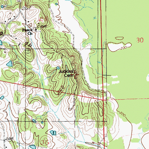 Topographic Map of Judkins Cemetery, AL