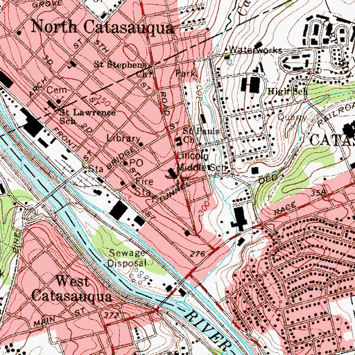 Topographic Map of Lincoln Middle School, PA