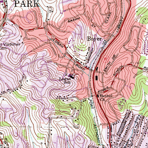 Topographic Map of Logan Elementary School, PA