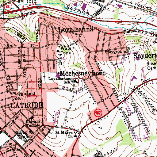 Topographic Map of Loyalhanna Elementary School, PA