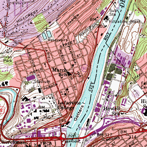 Topographic Map of March Elementary School, PA