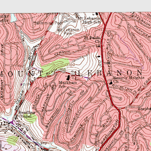 Topographic Map of Markham Elementary School, PA