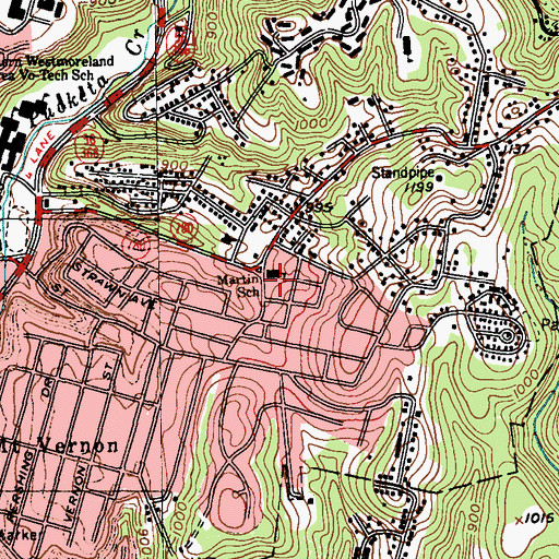 Topographic Map of Martin Elementary School, PA