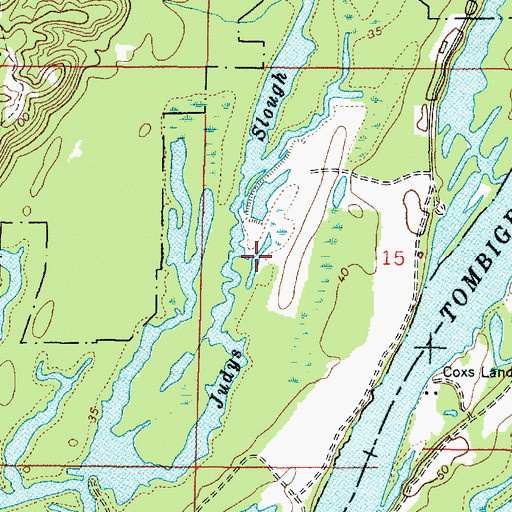 Topographic Map of Judys Slough, AL