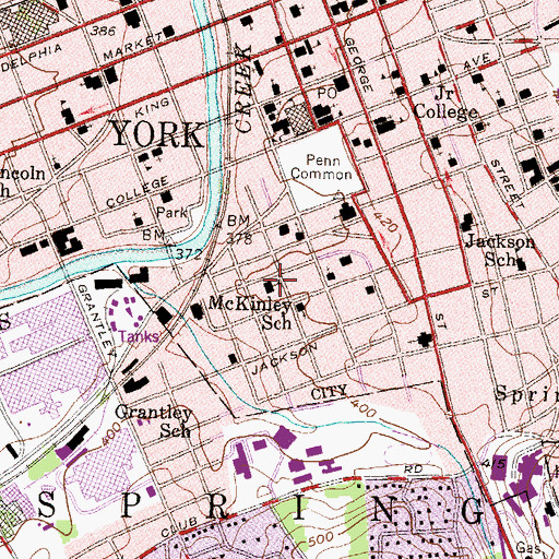 Topographic Map of McKinley Elementary School, PA