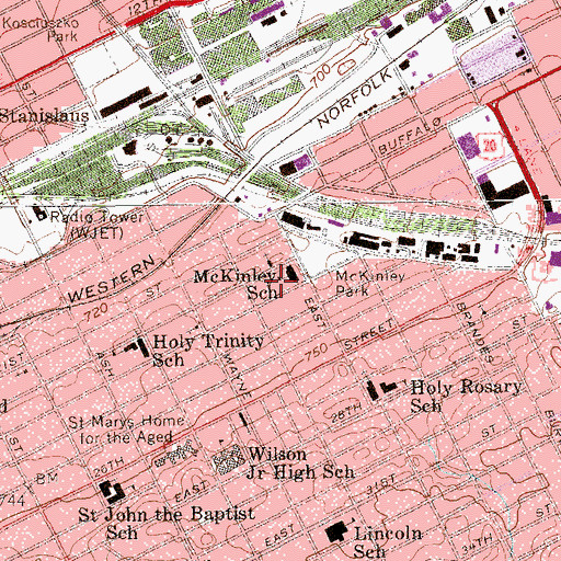 Topographic Map of McKinley Elementary School, PA