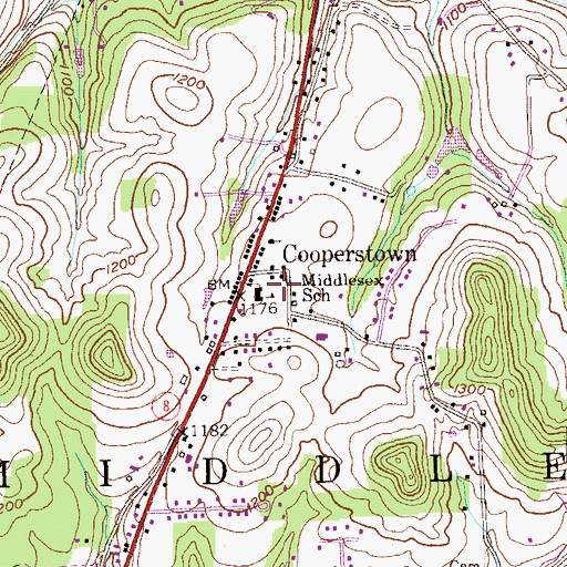 Topographic Map of Middlesex Intermediate School, PA