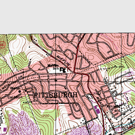 Topographic Map of Mifflin Elementary School, PA