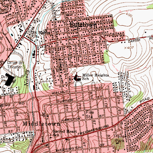 Topographic Map of Miller Heights Elementary School, PA